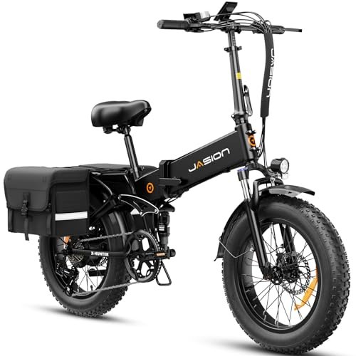Version 1.0.0 Jasion X-Hunter Electric Bike for Adults,1400W Peak Motor 30MPH Max Speed 624WH Removable Battery,Full Suspension System 20 * 4.0 Fat Tire Foldable Ebike,7-Speed Bicycles with Saddle Bag - Image 1