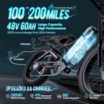 eAhora (2024 Upgraded) Romeo Pro Peak 1600W Electric Mountain Bike 60Ah Ebike Long Range Electric Bike Dual 4-Position Hydraulic Brakes 26 * 4.0 Full Suspension Electric Bike - Image 4