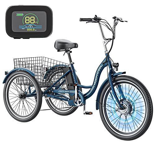 Version 1.0.0 H&ZT 7 Speed Electric Trike Tricycle, 350W 10AH 15MPH 36V Lithium Battery UL Certified, 24" / 26" Electric 3 Wheel Bikes for Adults - Image 1