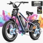 Terra II Peak 2000W Dual Motor Electric Bike for Adults, 7-Speed 33MPH 48V 20Ah E Bike, 20 * 4.0 Puncture Proof Fat Tires Hydraulic Brake Full Suspension Electric Bike, with UBS Wharging Port
