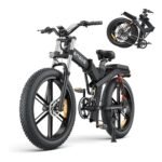 Folding Electric Bike for Adults,48V 29.2Ah Dual Batteries,1000W 31 MPH 93.2 Miles Max Range 8-Speed Adult Electric Bicycles,26” Fat Tire Electric Mountain Bike with Triple Suspension