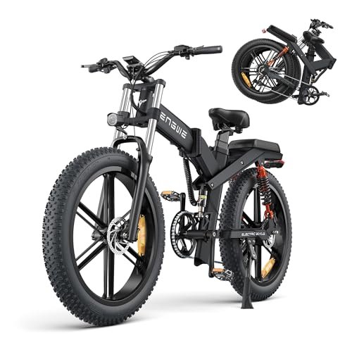Version 1.0.0 Folding Electric Bike for Adults,48V 29.2Ah Dual Batteries,1000W 31 MPH 93.2 Miles Max Range 8-Speed Adult Electric Bicycles,26” Fat Tire Electric Mountain Bike with Triple Suspension - Image 1
