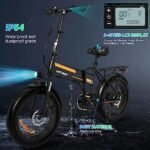 BK10M Folding All Terrain Electric Bike for Adults, 20 x 4 Inch Fat Tires, 750W Motor, 48V 12Ah Removable Battery, 22-55 Mile Range, 7 Speeds with Pump and Lock, Black - Image 5