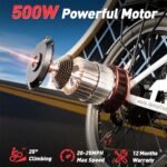 Cityscape Electric Bike for Adults 500W, 48V 20AH 60Miles Commuter Bike, 24" Ebike Electric City Cruiser Bike for Women, 7-Speed City Bike with Extra Seat, Rear View Mirrors - Image 6