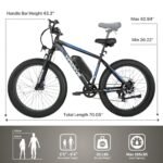 Electric Bike for Adults, 500 700W ebike, 48V 13AH Battery, 26 Inch Fat Tire Electric Bicycle, Shimano 7 Speed Up to 26MPH 60Miles Range Mountain E-Bike UL 2849 Certified - Image 6