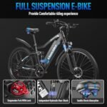 Electric Bike for Adults with 1000W(Peak) Brushless Motor, 32MPH Electric Bicycles with 48V 15AH Removable Battery, Full Suspension and 7 Speed 29" E-Bike for Man and Woman - Image 2