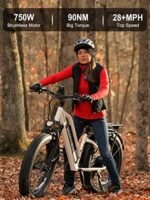 HAOQI Leopard Electric Bike for Adults, 750W(Peak 1000W) Brushless Motor Mountain Bike,26" x 4.0 Fat Tire Ebike, 48V 20AH Removable Battery, 28MPH Electric Bicycle,7 Speed - Image 4