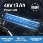 Electric Bike for Adults 20" ebike Full Suspension 750W Motor Fat Tire Electric Bike Mountain Beach Snow Bike 48V 13Ah Removable Battery 30MPH - Image 4