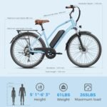 Jasion CB1 Electric Bike for Adults, 1000W Motor Peak Ebike, 450Wh Removeable Battery, 26'' City Cruiser Bicycle, 22 MPH Commuter Women Ebike, 7-Speed Gear - Image 6