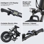 Wooken Electric Bike, 20''X4.0 Fat Tire Electric Bike for Adults,500W(Peak 750W) Foldable Electric Bike with 48V 10Ah Battery,Professional 7 Speed,Shock Absorber, 20MPH Ebike for Mountain Beach Snow - Image 4