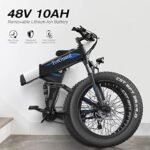 Wooken Electric Bike, 26''x4.0 Electric Bicycle 500W 21.6MPH Fat Tire,Folding Electric Bike for Adults with 48V/10Ah Battery, Mountain Bike with Lockable Suspension Fork, Shimano 21 Speed Gears EBike - Image 3
