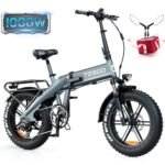 TESGO Electric Bike【1000W Motor & 70 Miles Range】【Hydraulic Brake】 Fat Tire Ebike with 48V 17.4AH Battery, 20''*4.0'' Folding Electric Bike for Adults, 32MPH Commuter E-Bike, Dual Suspension