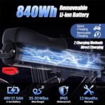 AZHAR 750W Electric Bike for Adult, 20" Fat Tire Ebike Aluminum Frame, 30 Mph Max Speed, Electric Bicycle with 840Wh Removable Battery, Range 55 Miles, 7 Speed & Full Suspension (S18-GreyBlue) - Image 4