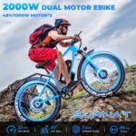 Electric Bike for Adults - Dual Motor AWD 2000W 32MPH Ebike with 48v/22.5Ah Removable Battery, 26x4.0 Fat Tire Mountain Electric Bicycle, Hydraulic Disc Brake E-Bike for Men Women - Image 3