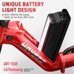 Electric Bike for Adults, HOVSCO Foldable 20'' Fat Tire Ebike 750W Motor Torque Sensor 28Mph Bike, 48V 15AH LG Battery 65 Miles Adult Bicycle with Shimano 7-Speed, Dual Shock Absorber, Red - Image 2