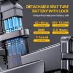 Electric Bike, Folding Electric Bike with 62 Miles Range, 48V Removable Battery, 20 Inches Fat Tire for Beach Cruiser City Commute Mountain - Image 3