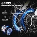 Electric Bike for Adults, 26" ebike Certified by UL, Rohs TüV, 7 Speed Gears, with 350W Motor, 20MPH Electric Bicycle, Snow Beach Mountain E-Bike (LCD-WhiteGreen) - Image 5