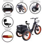 Polar Foldable Electric Trike for Adults, 750W BAFANG Motor, 3 Wheel Electric Bike w/Differential and Parking Brake, 65-Mile Long Range Motorized Tricycle, 450 lbs Load Capacity, 48V Battery - Image 5