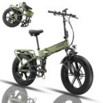 PASELEC Electric Bikes for Adults Folding Electric Bicycle 750W Motor Ebike 20''*4.0'' Fat Tire Mountain e-Bike with 48V 12Ah Removable Battery,7 Gears Foldable E Bike for Adults (Dark Green)