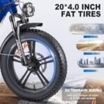 FREESKY 1200W Motor 48V 20Ah Battery with Samsung Cells Full Suspension,32 MPH Step-Thru Folding Electric Bike for Adults, 20'' Fat Tire Dual Hydraulic Brakes Electric Bicycle with Rear Basket - Image 3