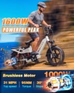 Electric Bike for Adults, 48V 40Ah/60Ah 1600W/3200W Peak Dual Motor Fast Long Range Ebike, 20 Inch Fat Tire Full Suspension Electric Bicycle 31/34MPH, Step Thru E-bike APP Control, UL2849 Certified - Image 2