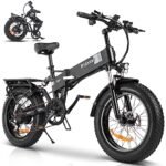Electric Bikes for Adults, 20'' Fat Tire Electric Bike 1000W,30MPH Max Speed,48V 14AH Removable Battery Folding Electric Bike, 7 Speed，Full Suspension for Mountain Beach Snow UL Certified