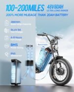 eAhora JulietⅢ (2024 Upgraded) 2000W Dual Motor Ebike 52V 60Ah Long Range Electric Bike 20 * 4.0 Fat Tire Electric Bike Full Suspension Electric Bike for Adults - Image 4