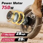 E2 Electric Bike for Adults,750W Ebike with 48V13Ah Removable Battery,All-Terrain 20" Fat Tire Electric Bikes Up to 28MPH & 46.6Miles,Full Suspension,Cruise Control,UL Certified,Moped E-Bike - Image 2