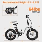 aostirmotor 500W 25MPH Folding Electric Bike 20 x 4 inch Fat Tire E Bikes for Adults Electric Foldable Ebike,Electric Mountain Bike Snow Beach Bicycle with Shimano 7 Speed - Image 2