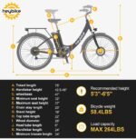 Heybike Cityscape Electric Bike 350W(Peak 500W) Electric City Cruiser Bicycle Up to 40 Miles 23MPH Removable Battery, 7-Speed and Dual Shock Absorber, 26" Electric Commuter Bike for Adults - Image 5