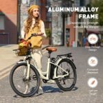 Viribus Electric Bike for Women, 500W (Peak 750W) 48V 13AH City Ebikes for Adults with Basket, Rack, Suspension, Aluminum Frame, Cruiser Commuter E Bike for Women, Step Through Electric Bike - Image 6