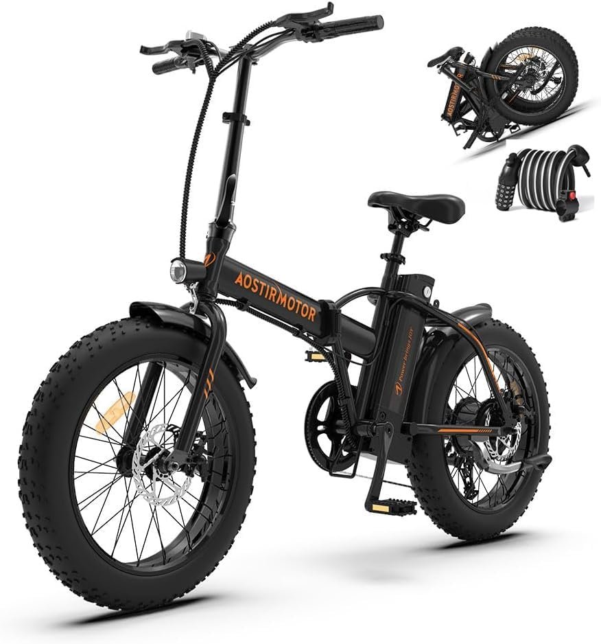 Version 1.0.0 aostirmotor 500W Folding Electric Bike for Adults 20"×4" Fat Tire Electric Bike 36V 13AH Removable Lithium Battery Adult Electric Bicycles, 25MPH E Bike for Adults, Shimano 7 Speed Ebike - Image 1
