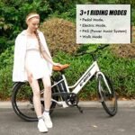 Electric City Bike for Adults | 26'' Electric Commuter E-Bike |7-Speed | Peak 500W Brushless Motor with 36V 10.2Ah UL-Certified Removable Battery | Electric Bicycle White - Image 3