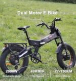Electric Bike for Adults, LANKELEISI X3000 MAX Folding Dual Motor 2000W E Bike, 30MPH 48V 20Ah Removable Samsung Battery 7 Speed 20"*4.0" Fat Tire Electric Bicycle MTB - Image 2
