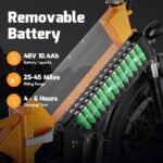 A2 Folding Electric Bike, 20'' Fat Tire Electric Bike with 750W Motor, 48V Removable Battery, 28MPH Max Speed, 45 Mile Range, Step-Through Frame and 7-Speed,2PCS - Image 3