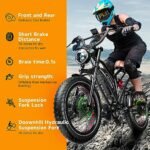 2000W Peak Motor Electric Bike,48V 25Ah Removable Battery,70+ Miles Long Range Moped-Style Electric Bike For Adults, 30Mph, 20"x4.0"Fat Tires Ebike, All-Terrain, Ideal for Commuting, Off-Road E-Bike - Image 4