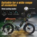 AKEZ S1 750W 28MPH Adult Electric Bike,20 Inch Fat Tire Retro Electric Mountain Bike,7 Speed,48V Removable Battery,with Suspension Fork,Disc Brake System - Image 4