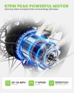 VEEFA X2 Electric Bike for Adults 27.5” Ebike 20Mph Power by 750W Peak Motor 80 Miles Max Range by 48V Built-in Removable Battery, 5 Pedal-Assist Levels, E Bike Suitable for Commuting - Image 2