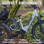 Rattan Pathfinder Electric Bike for Adults,28MPH 65Miles Ebike,Peak 1500W Motor Electric Mountain Bike with 48V 15AH Removable Battery,26 * 4 Fat Tires Ebike for Adults,7-Speed - Image 2