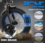 ECOTRIC Electric Bike 500W Folding Ebike 20" Fat Tire Foldable Electric Bicycle 48V 12.5AH Lithium Removable Battery Beach Snow Mountain E-Bike Commute Ebike for Adults Shimano 7-Speed,2 Batteries - Image 3