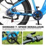 Electric Bike - 750W Motor Ebike for Adults, 26" Fat Tire Electric Bicycle, 48V 14.5AH Removable Battery, 28MPH Snow Beach Mountain E Bike, 7 Speed, LCD Display - Image 6