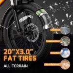 A2 Folding Electric Bike, 20'' Fat Tire Electric Bike with 750W Motor, 48V Removable Battery, 28MPH Max Speed, 45 Mile Range, Step-Through Frame and 7-Speed,2PCS - Image 6